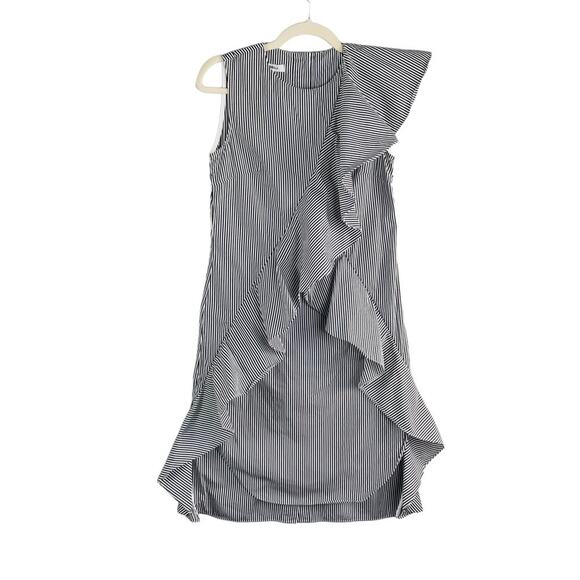 GOEN.J Ruffle Stripe Dress Sz 4 Black/White Versatile Office Business Resort Y2K - Picture 3 of 12